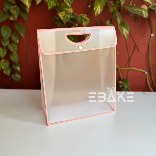 Medium Frosted PVC Hamper Bag/Semi Transparent Goodie Bag (31x24x12.5cm) - Single Piece