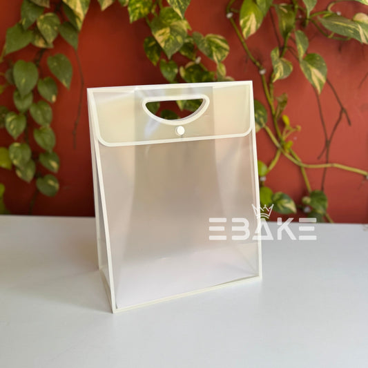 Medium Frosted PVC Hamper Bag/Semi Transparent Goodie Bag (31x24x12.5cm) - Single Piece