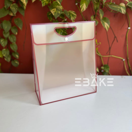 Large Frosted PVC Hamper Bag/Semi Transparent Goodie Bag (33x28x12cm) - Single Piece