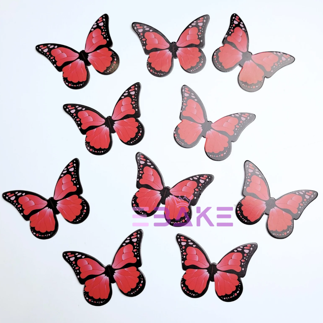 Paper Butterflies - Red (Set of 10 Pieces)