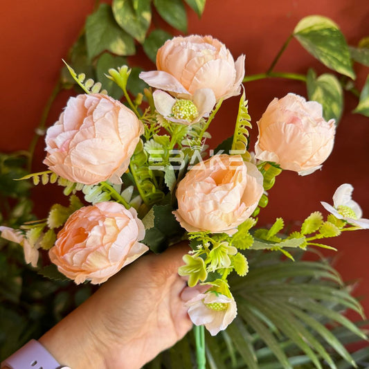 A1231 Peach Peony Bunch With Fillers (5 Peonies)