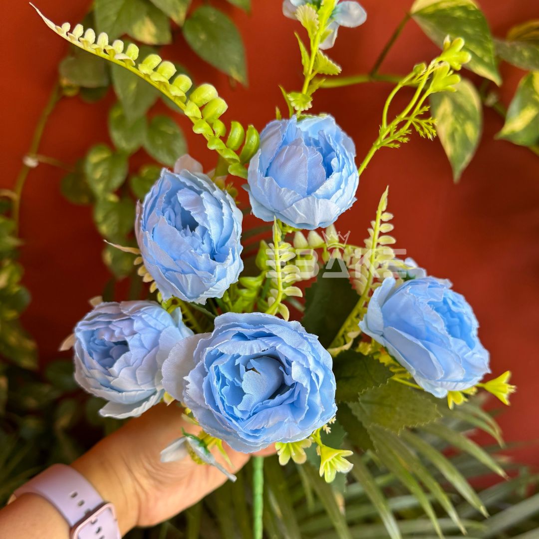 A1232 Blue Peony Bunch With Fillers (5 Peonies)