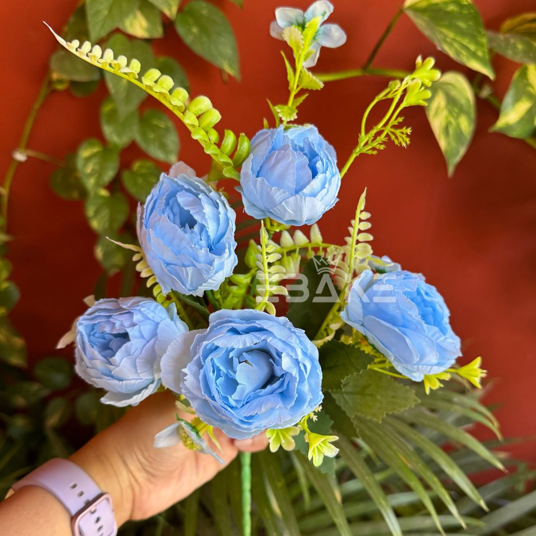 A1232 Blue Peony Bunch With Fillers (5 Peonies)