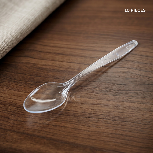 Plastic Spoons / Disposable Transparent Dessert Spoons (Set of 10)