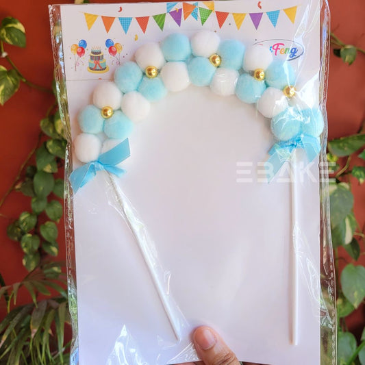 Pom Pom Arch Cake Topper Blue - Single Piece