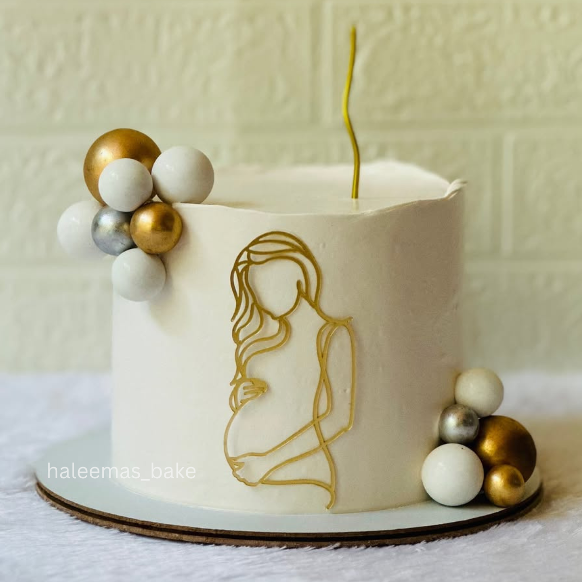 Baby Shower Cake Topper Line Art Pregnant Lady