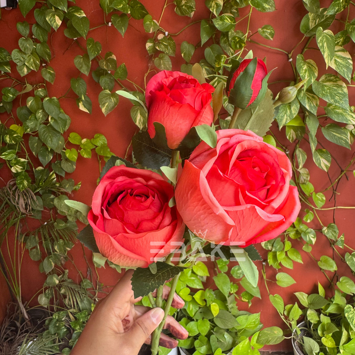 A1530 Premium Lifelike Rose Bunch Large Orange