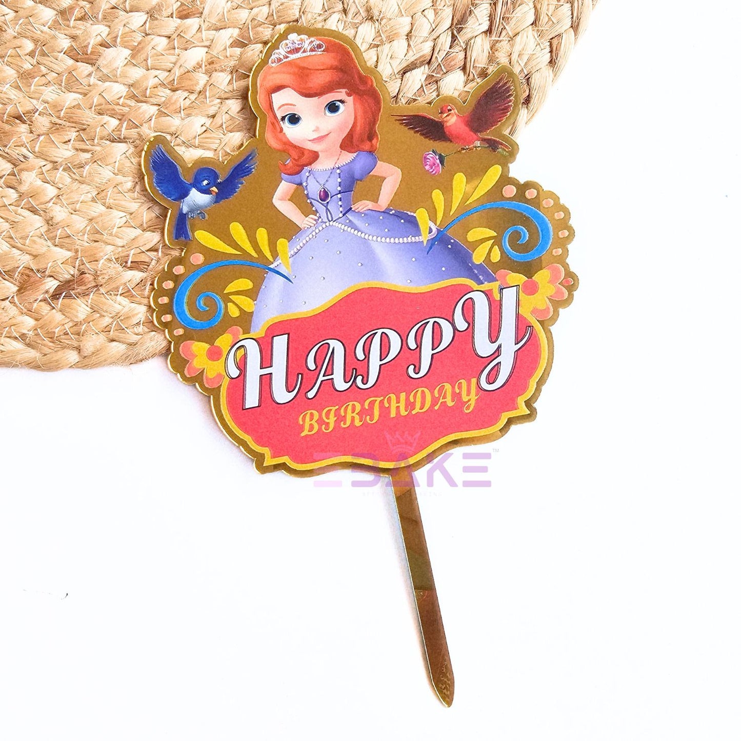 Sofia Printed Acrylic Cake Topper