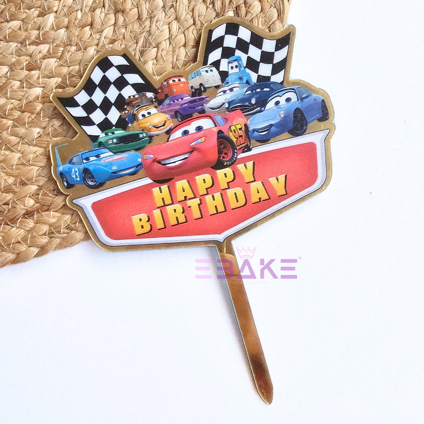 Cars Printed Acrylic Cake Topper