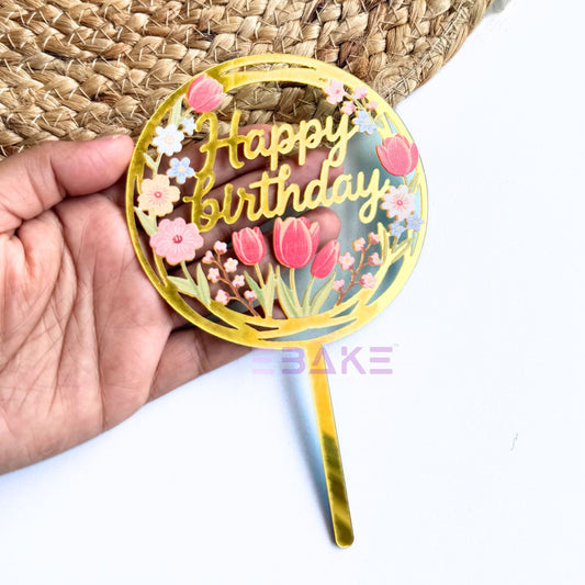 Happy Birthday Graphic Acrylic Cake Topper