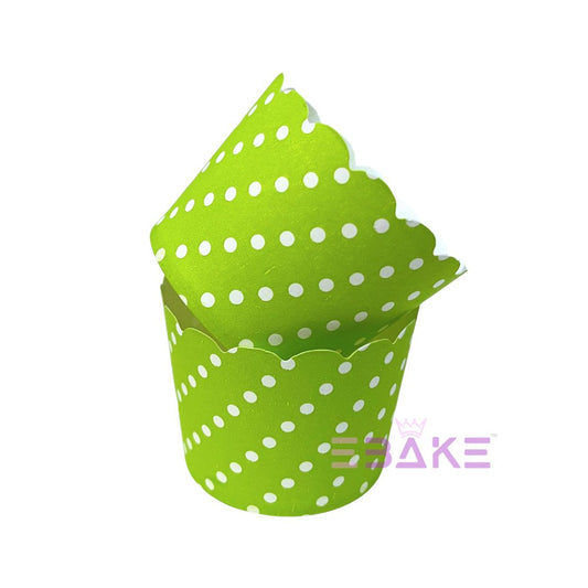 Printed Paper Muffin Cup - Set Of 50 Pieces (Green)