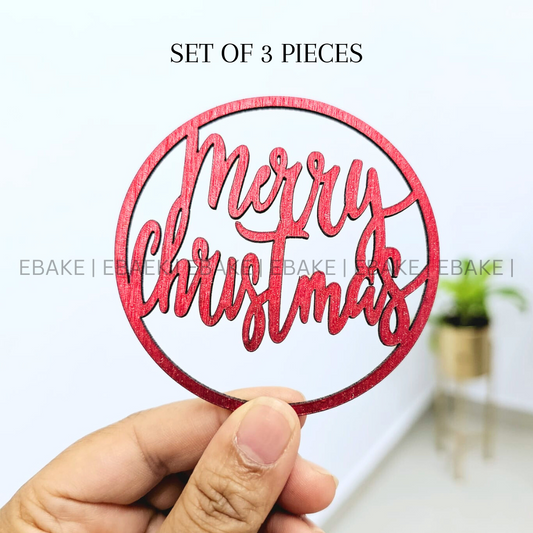 Merry Christmas Cutout 3 Inches (Set of 3 Pcs) MDF