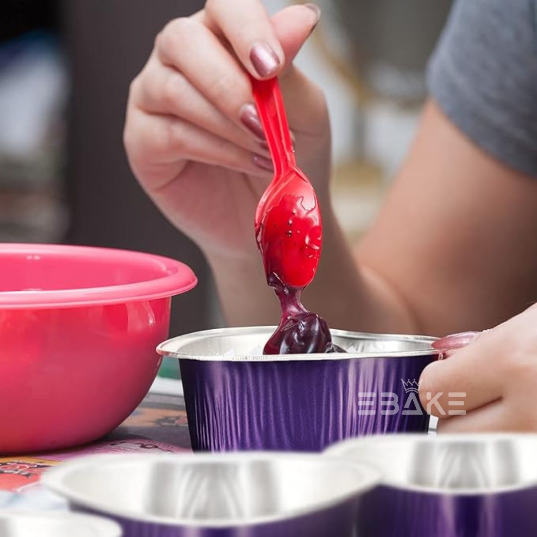 Aluminium Foil Purple Heart Shaped Baking Cup With Lid