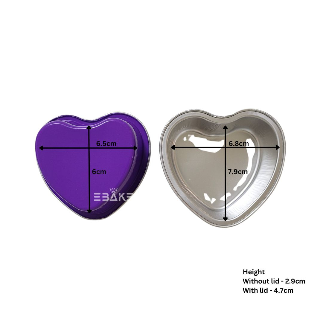 Aluminium Foil Purple Heart Shaped Baking Cup With Lid