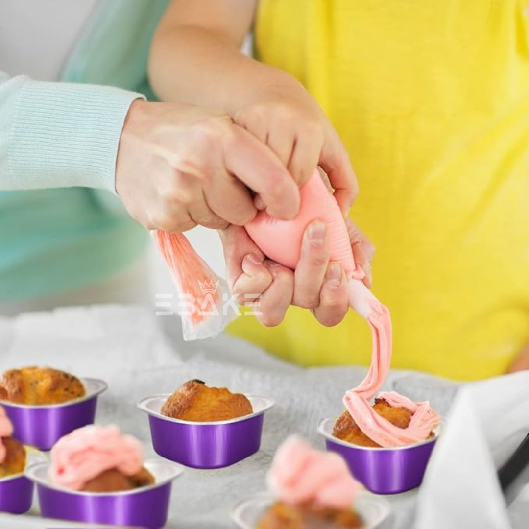 Aluminium Foil Purple Heart Shaped Baking Cup With Lid