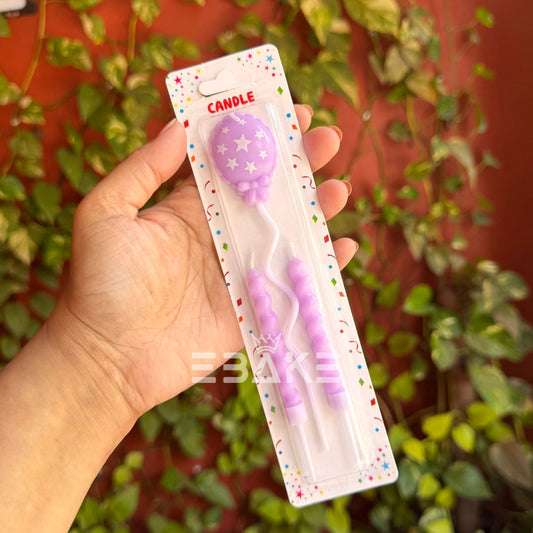 Balloon & Twisted Candle Set - Purple