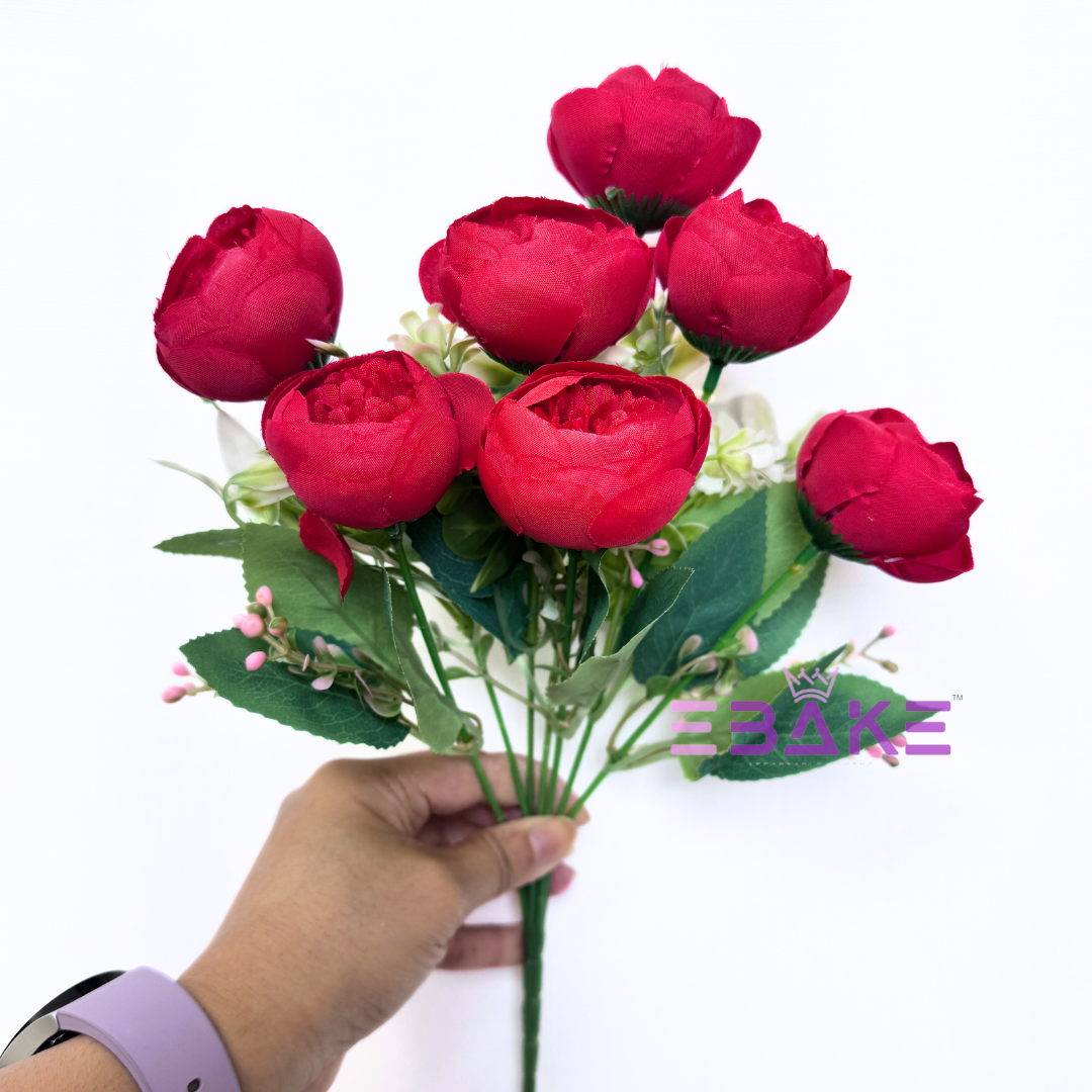 A1275 Red Peony Bunch (7 Peonies With Fillers)