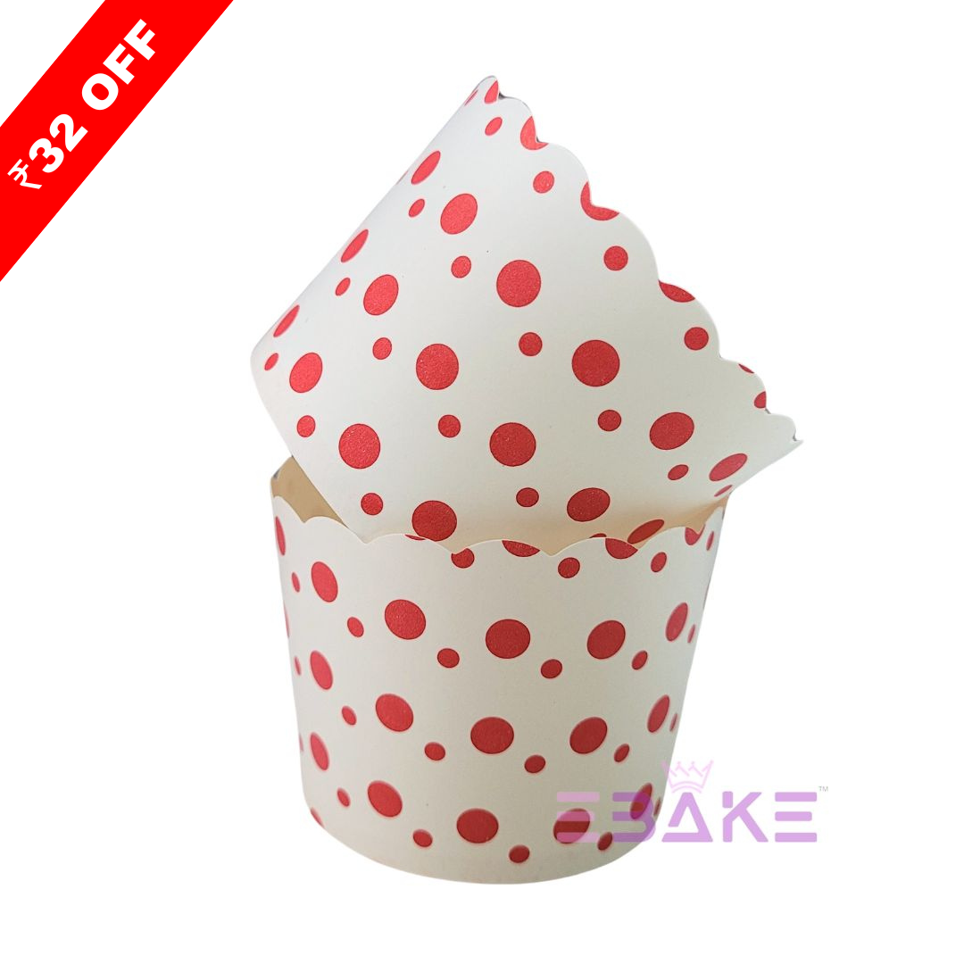 Paper Muffin Cup Red Polka Dot - Set Of 50 Pieces Medium