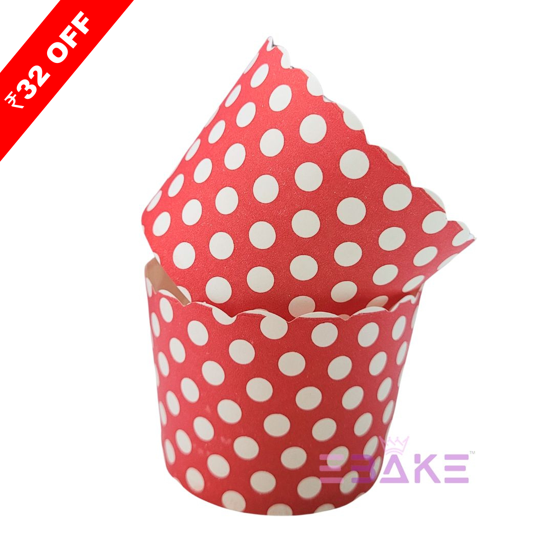 Paper Muffin Cup Red Polka Dot - Set Of 50 Pieces Medium