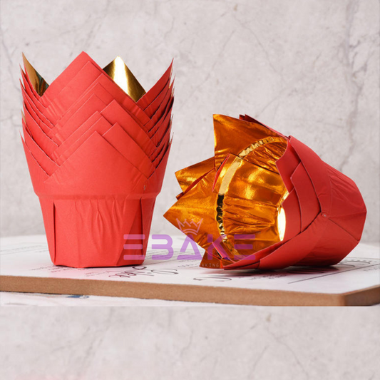 Red Tulip Cupcake Liner Paper Baking Cups (Set of 50)