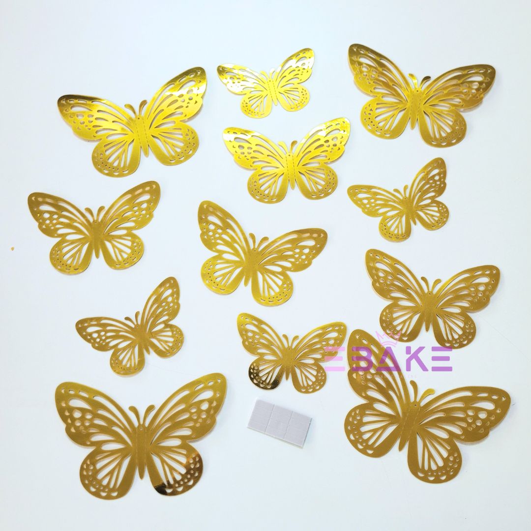 Reversible Paper Butterflies Gold (Set Of 12 Pieces)