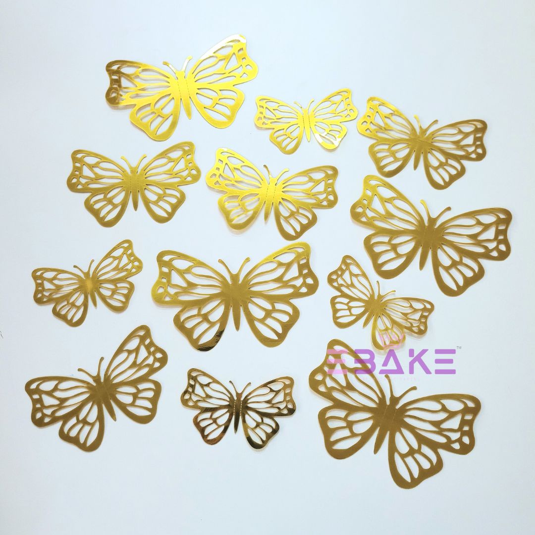 Reversible Paper Butterflies Gold (Set Of 12 Pieces)