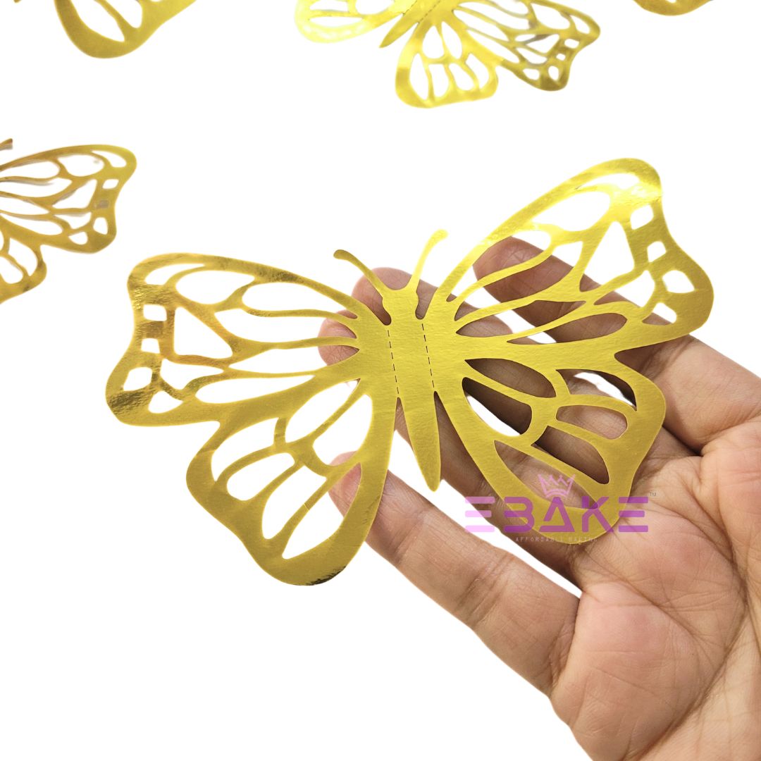 Reversible Paper Butterflies Gold (Set Of 12 Pieces)