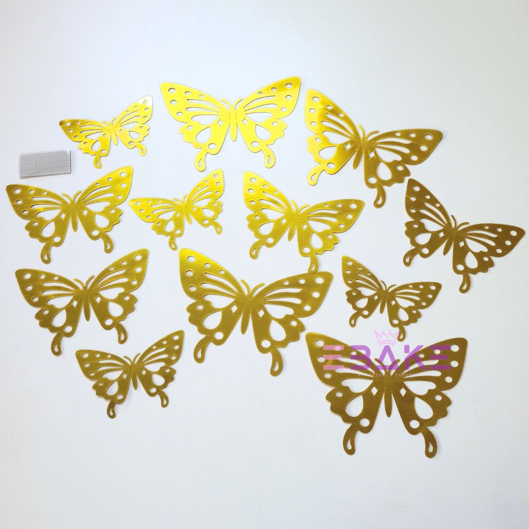 Reversible Paper Butterflies Gold (Set Of 12 Pieces)