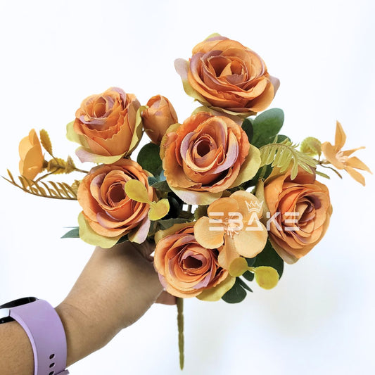 A1616 Persian Orange Rose Bunch With Buds & Fillers
