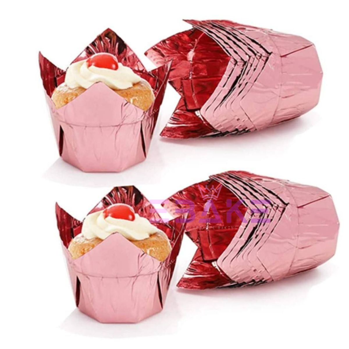 Rose Gold Tulip Cupcake Liner Paper Baking Cups (Set of 50)