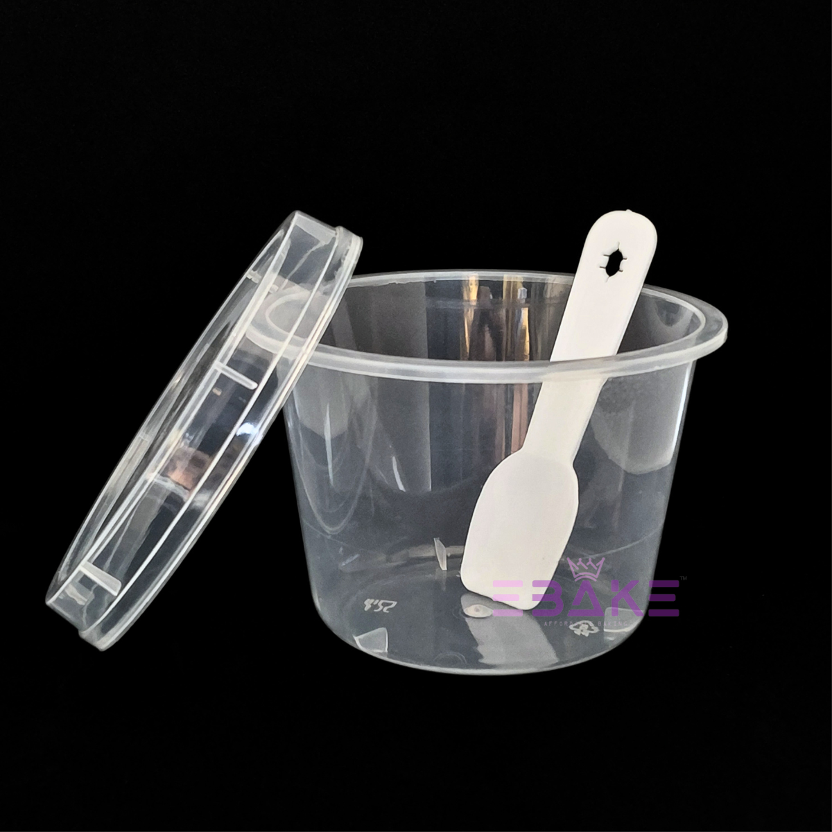Round PET Plastic Disposable Clear Container With Lid & Spoon For Desserts