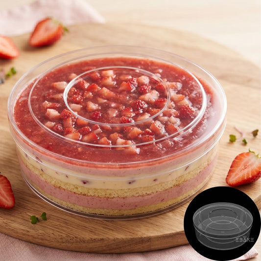 800ml Round Acrylic Dessert Box / Cake Tub With Lid - Large (16*4.9cm)