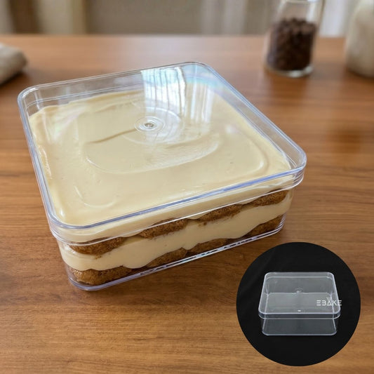 500ml Square Acrylic Dessert Box / Cake Tub With Lid