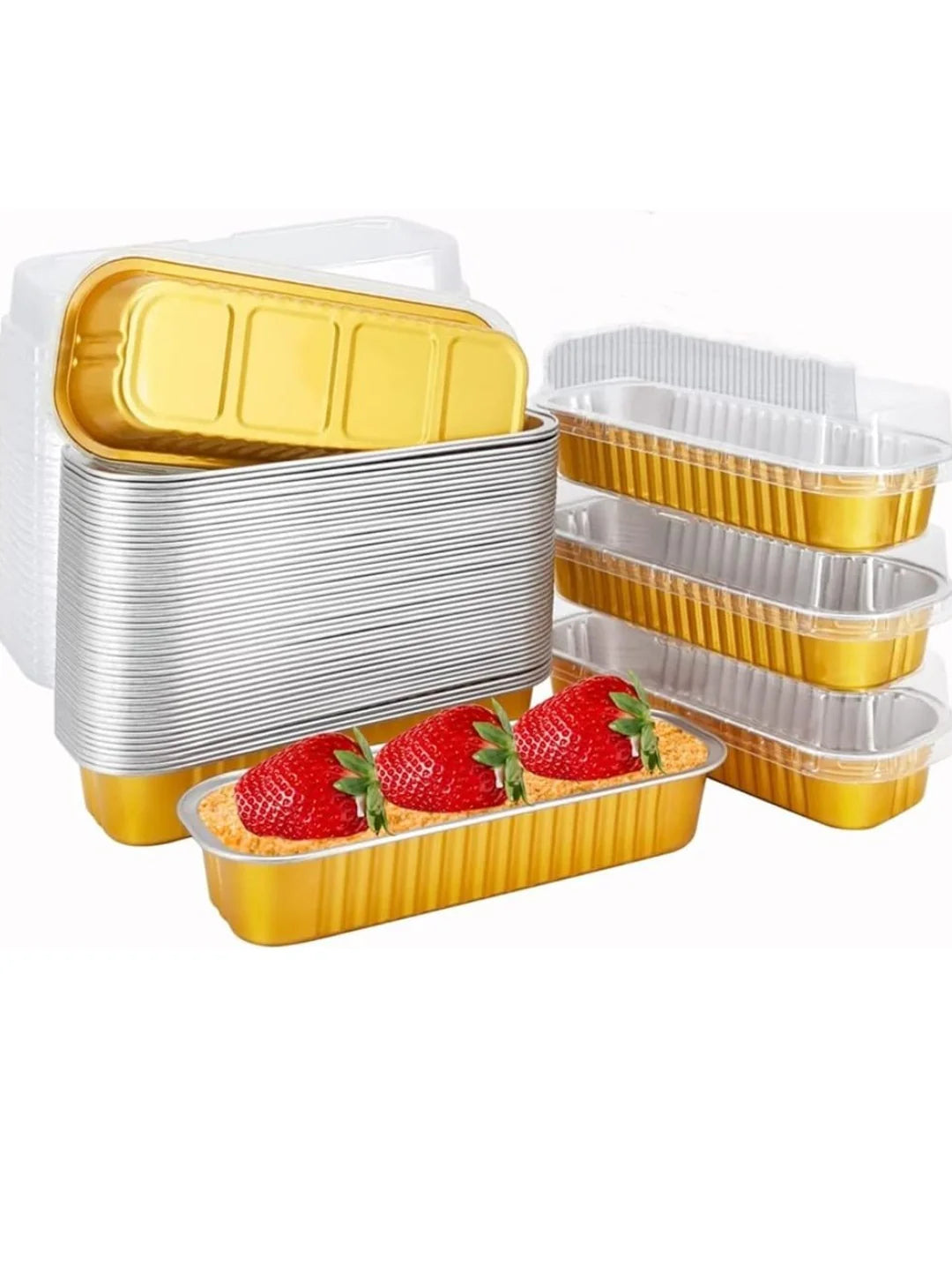 Gold Aluminium  Foil Mini Loaf Pans With Lids