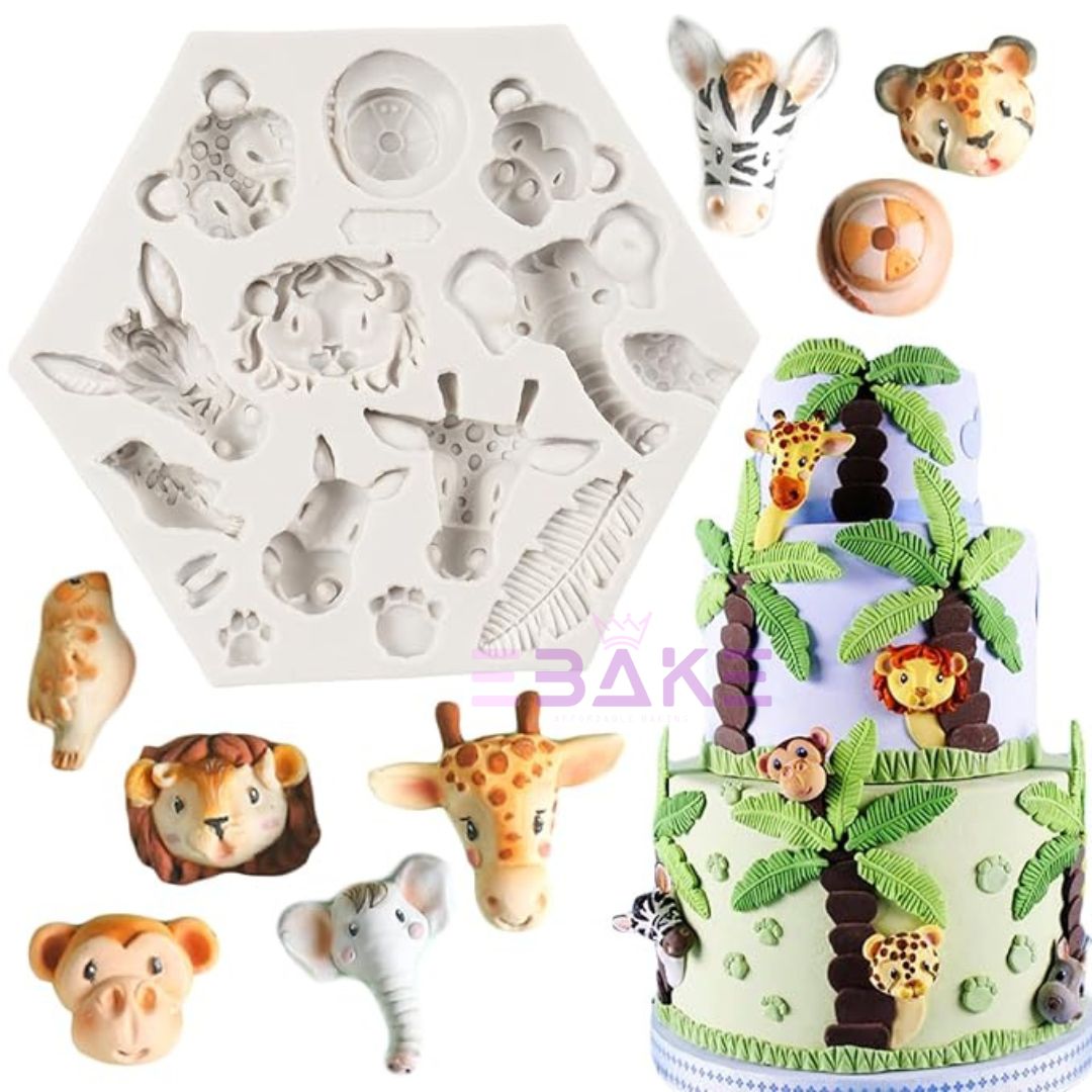 Jungle Safari Animal Silicone Fondant Mould Jungle Theme