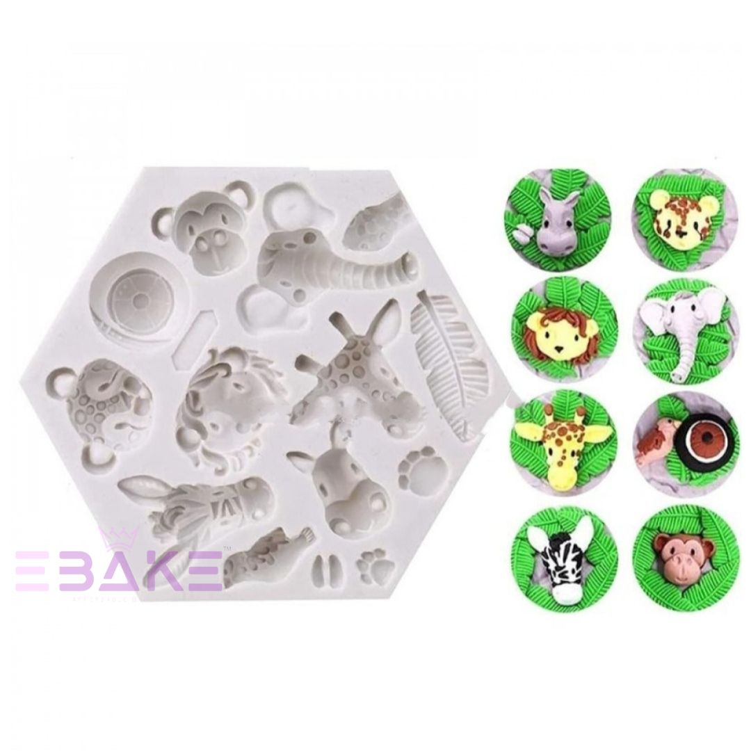 Jungle Safari Animal Silicone Fondant Mould Jungle Theme