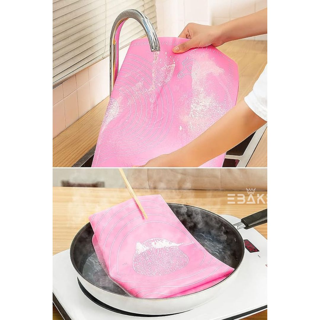 Pink Silicone Non Stick Multipurpose Baking Mat for Kneading & Fondant Rolling