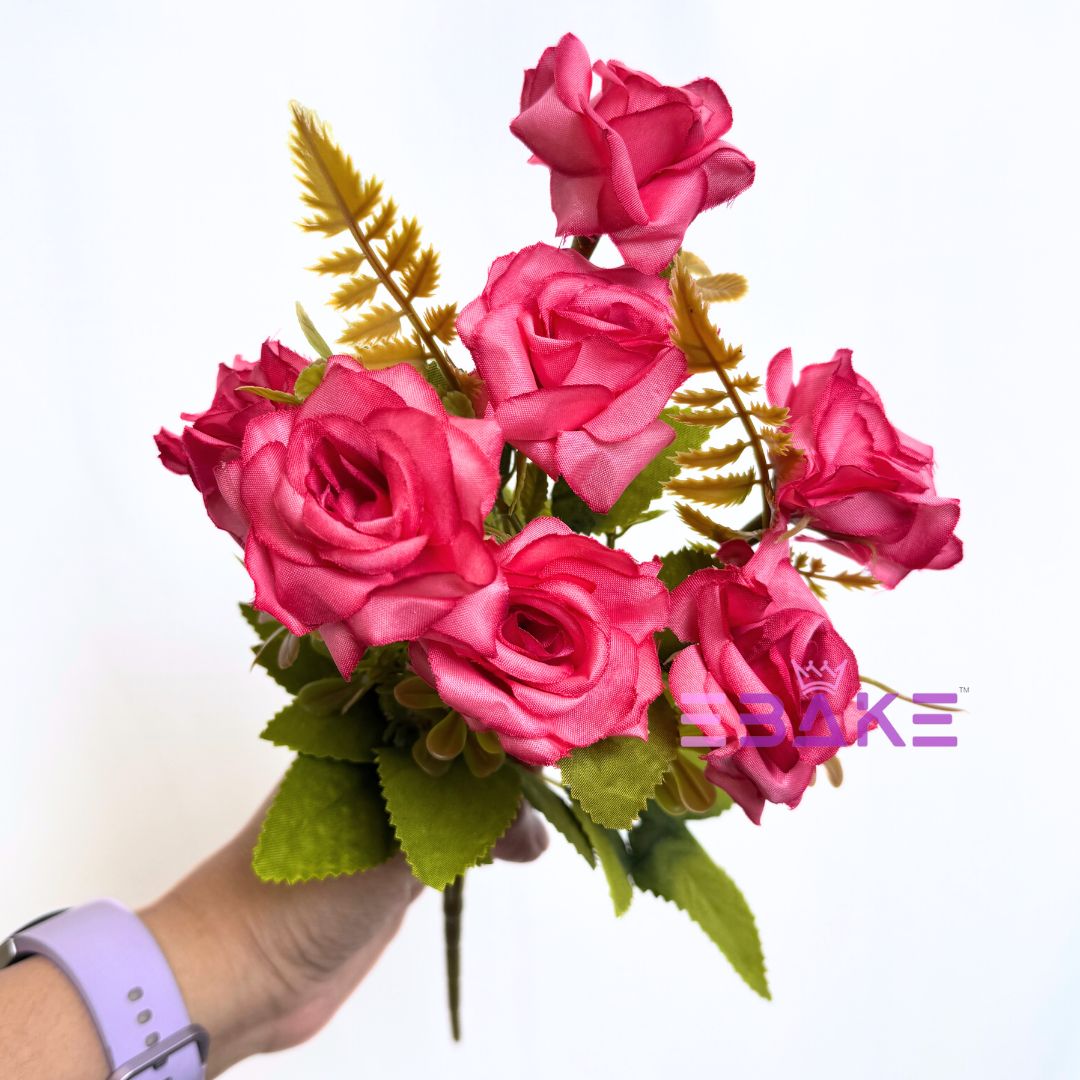 A1251 Coral Pink Rose Bunch (7 Roses With Fillers)