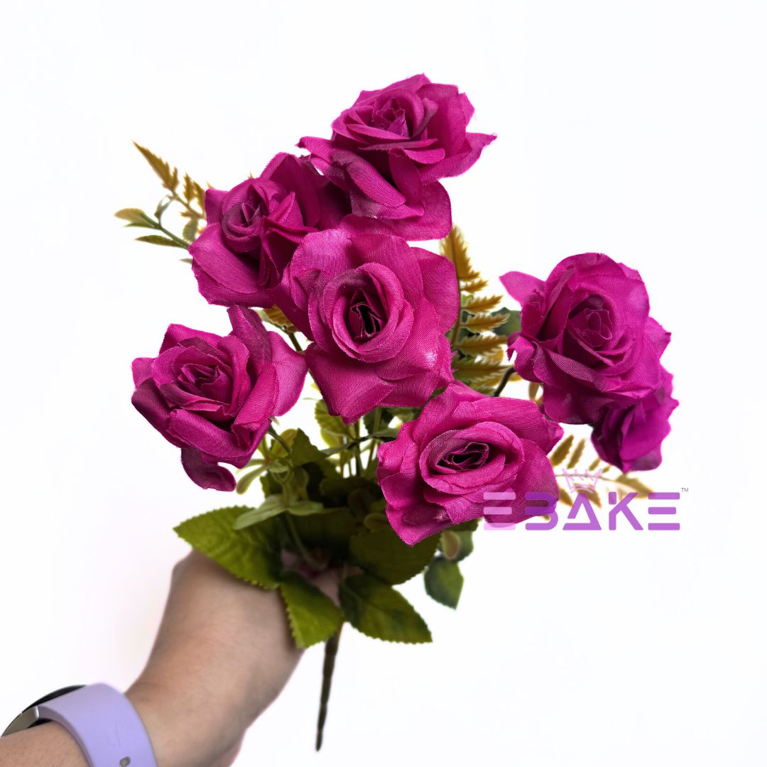 A1249 Magenta Rose Bunch (7 Roses With Fillers)