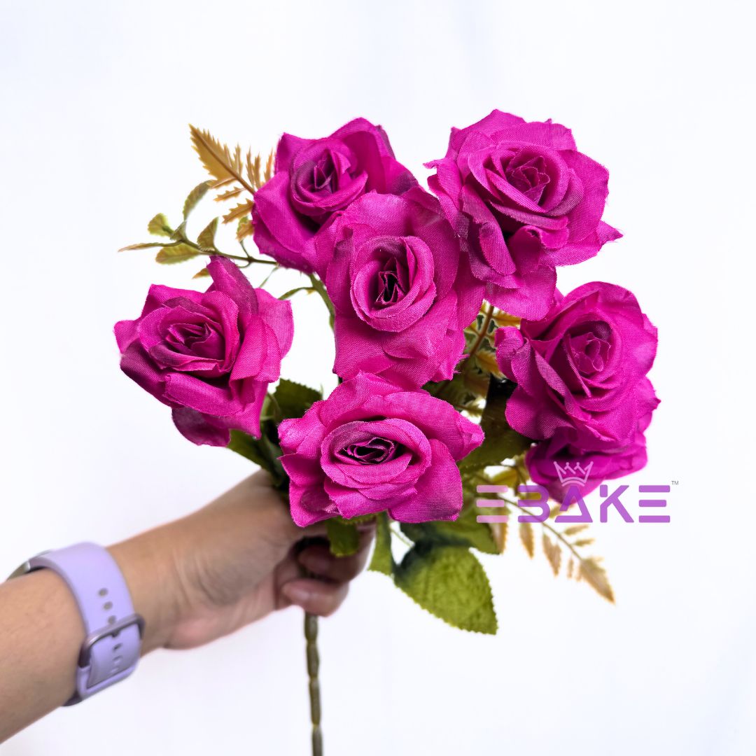 A1249 Magenta Rose Bunch (7 Roses With Fillers)