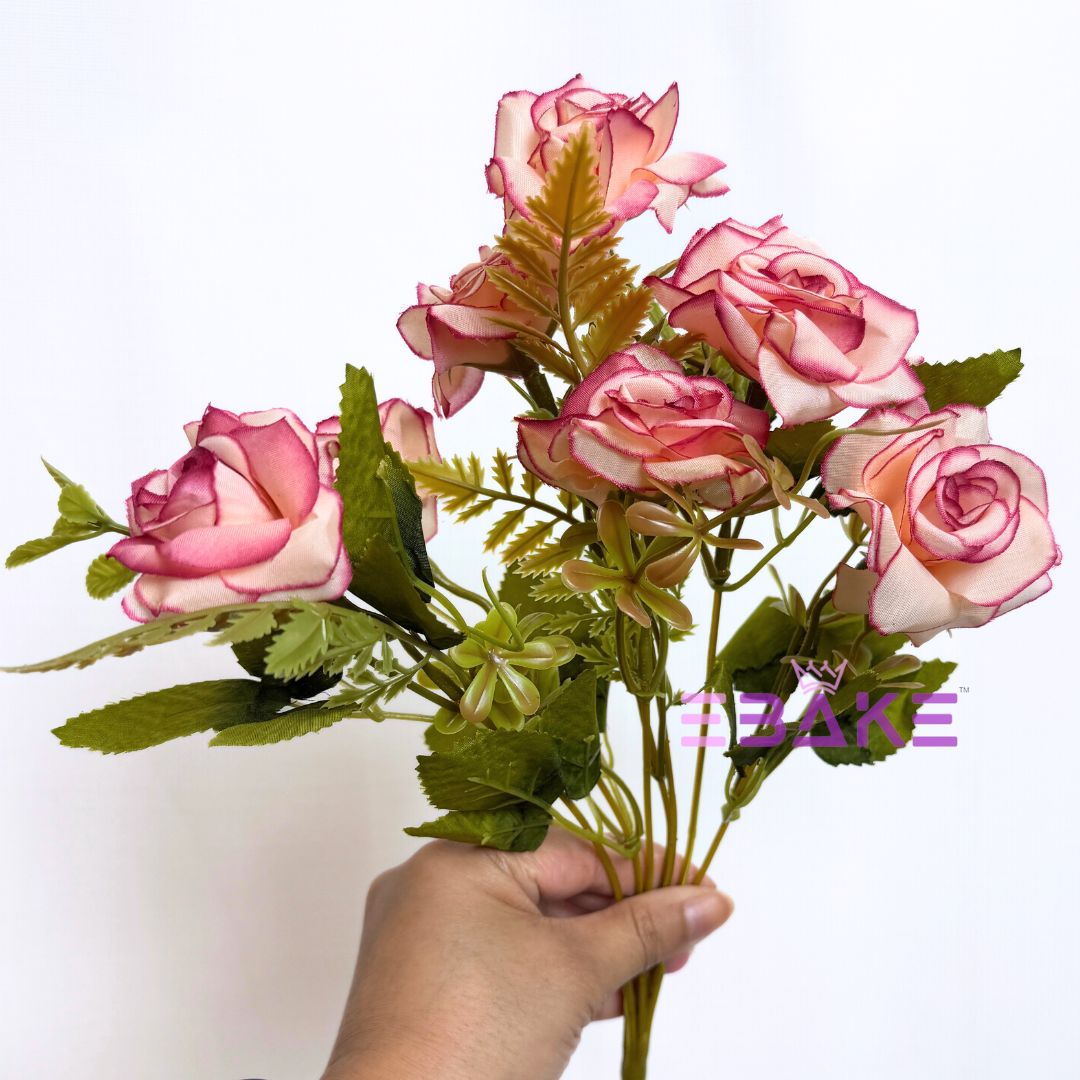 A1248 Cream & Mauve Pink Shaded Rose Bunch (7 Roses With Fillers)