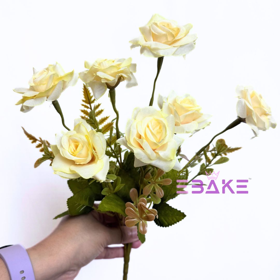 A1247 Light Yellow Rose Bunch (7 Roses With Fillers)