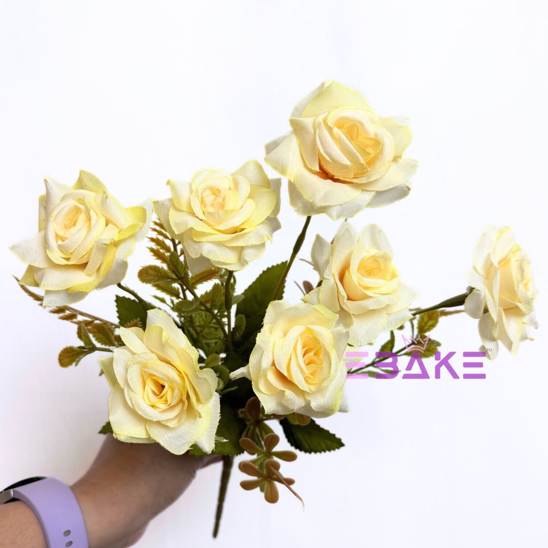 A1247 Light Yellow Rose Bunch (7 Roses With Fillers)