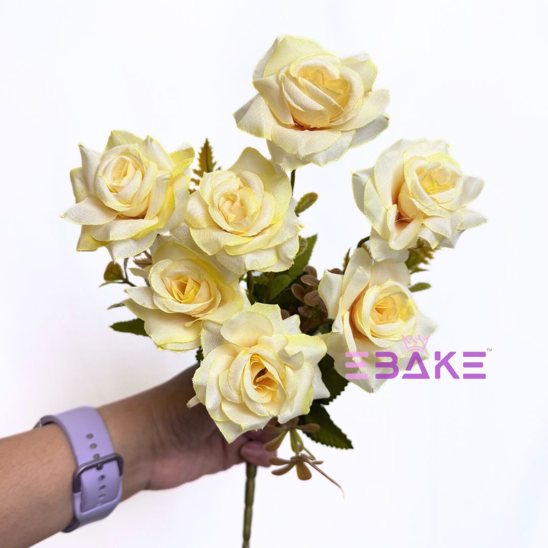 A1247 Light Yellow Rose Bunch (7 Roses With Fillers)