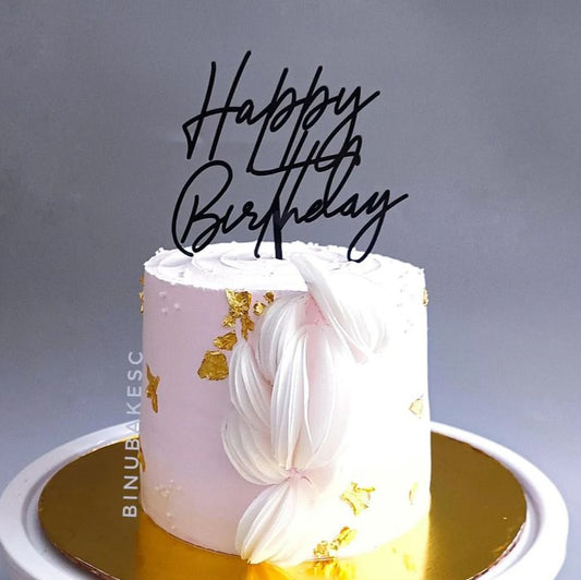 Happy Birthday Cake Topper Black