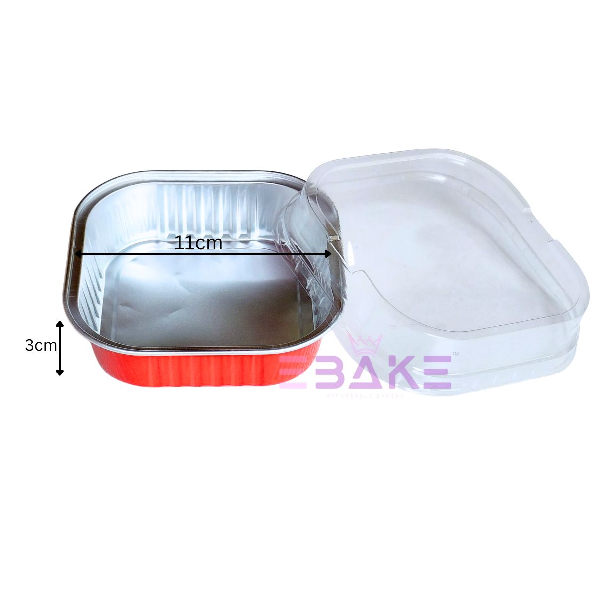 Aluminium  Foil Square Baking Cup With Lid (Red)