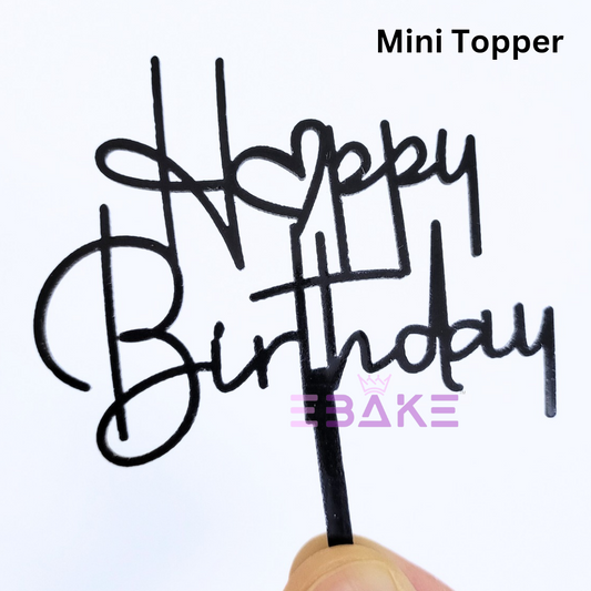 Happy Birthday Mini Topper Black