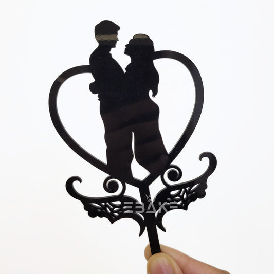 Couple Cake Topper Black