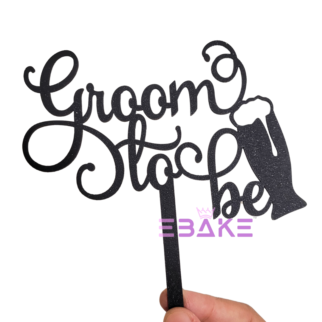Groom To Be Cake Topper Black Shimmer