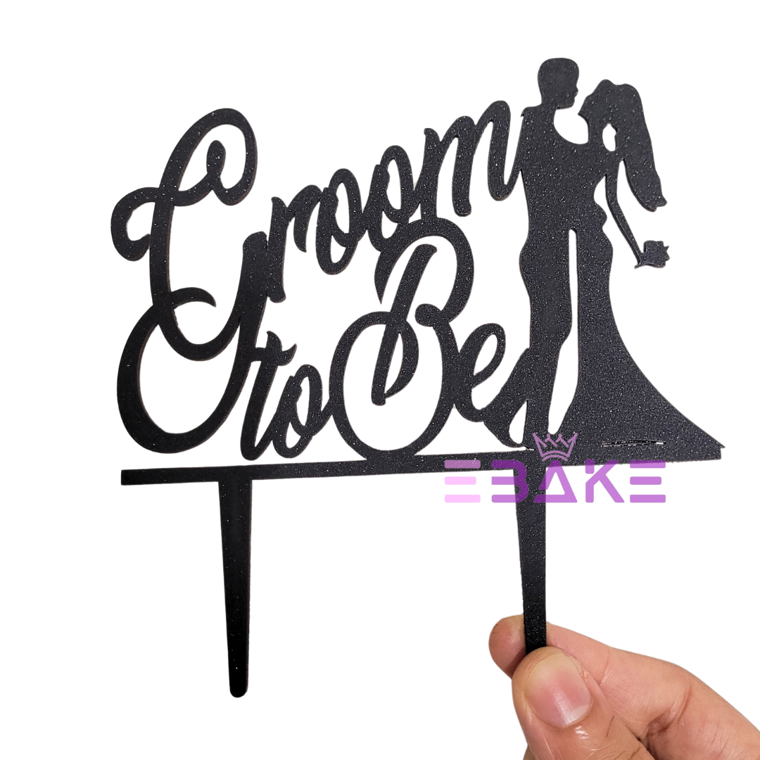 Groom To Be Cake Topper Black Shimmer